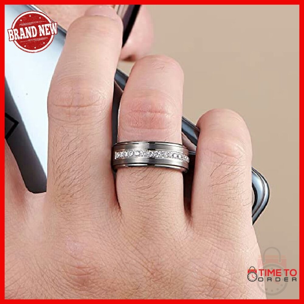 Pear Shape Cubic Zirconia Wedding Ring Set Sterling Silver Tungsten - Picture 7 of 8